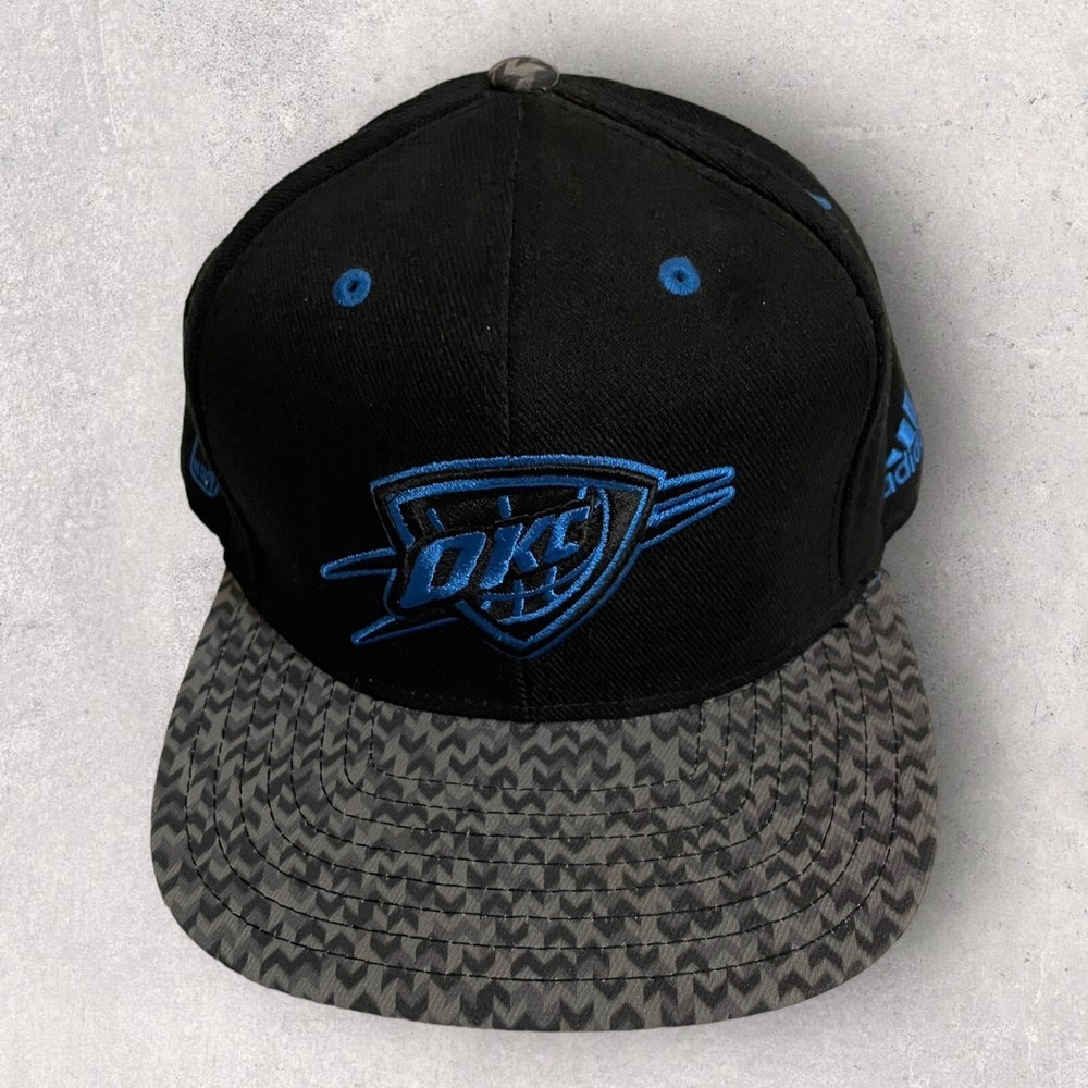 Adidas OKC Thunder Snapback Hat Mens OSFM Black Good
